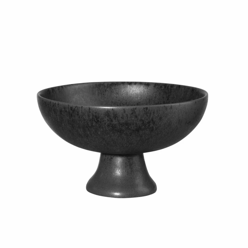 ASA Selection Grande Schale auf Fuß, Obstschale, Dekoschale, Schüssel, Steingut, Black Iron, Ø 21 cm, 3789174