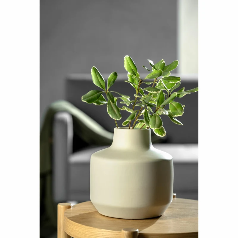 Leonardo Keramikvase Milano, Vase, Blumenvase, Dekovase, Keramik, Creme, H 21.5 cm, 026820