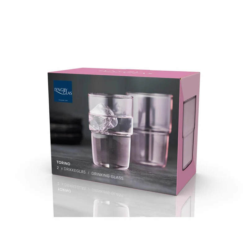 Lyngby Glas Trinkglas Torino 2er Set, Becher, Glas, Pink, 400 ml, 30199
