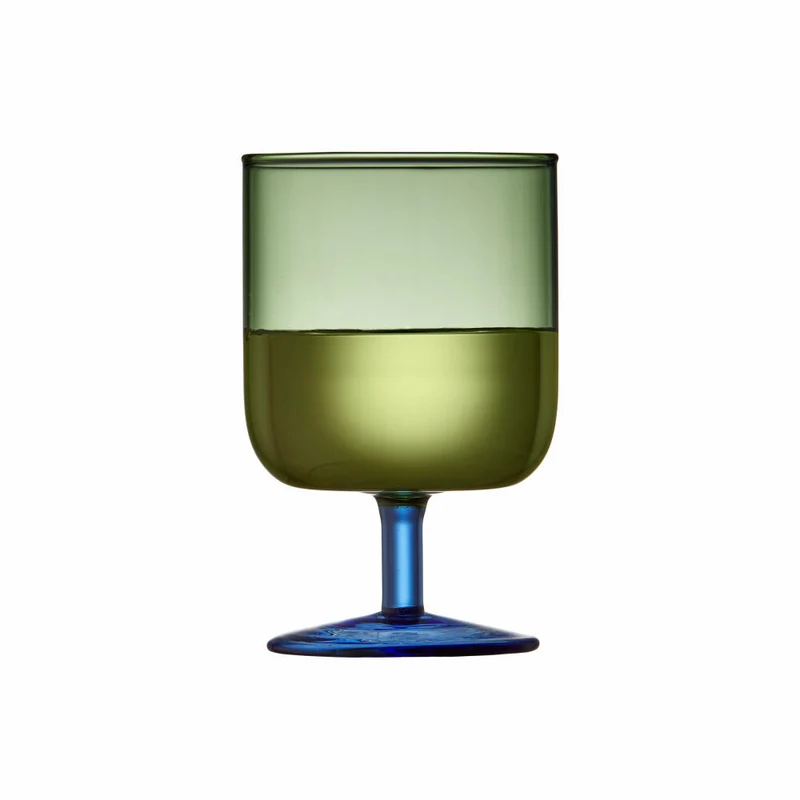 Lyngby Glas Weinglas Torino 2er Set, Stielgläser, Glas, Grün, Blau, 300 ml, 30204