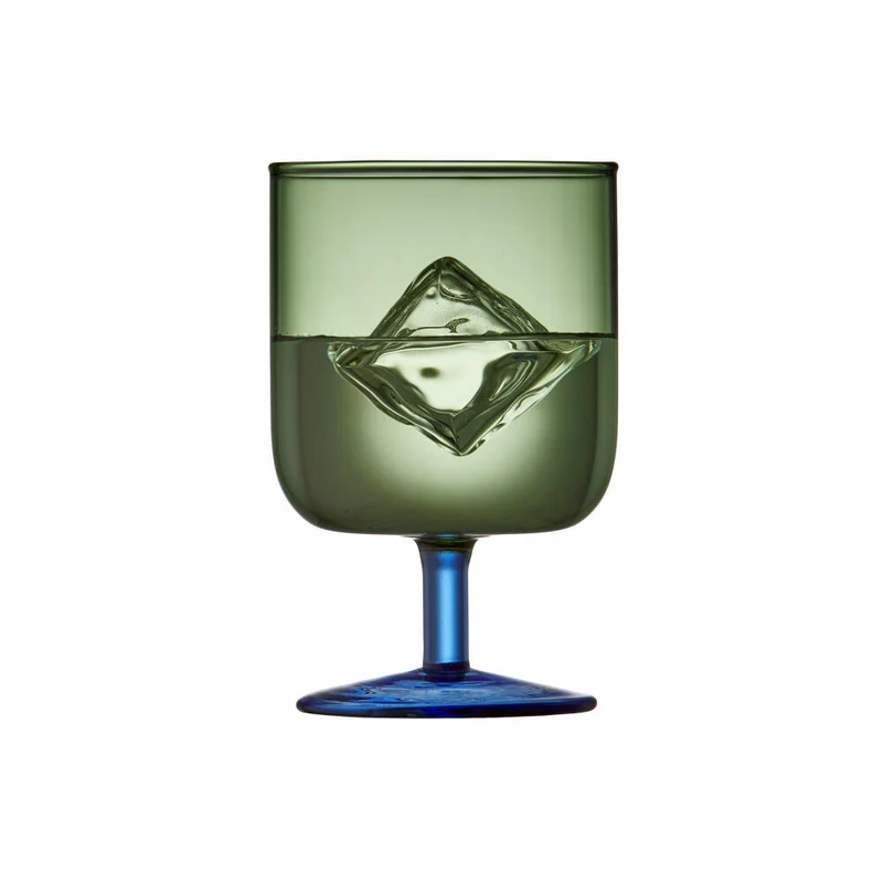 Lyngby Glas Weinglas Torino 2er Set, Stielgläser, Glas, Grün, Blau, 300 ml, 30204