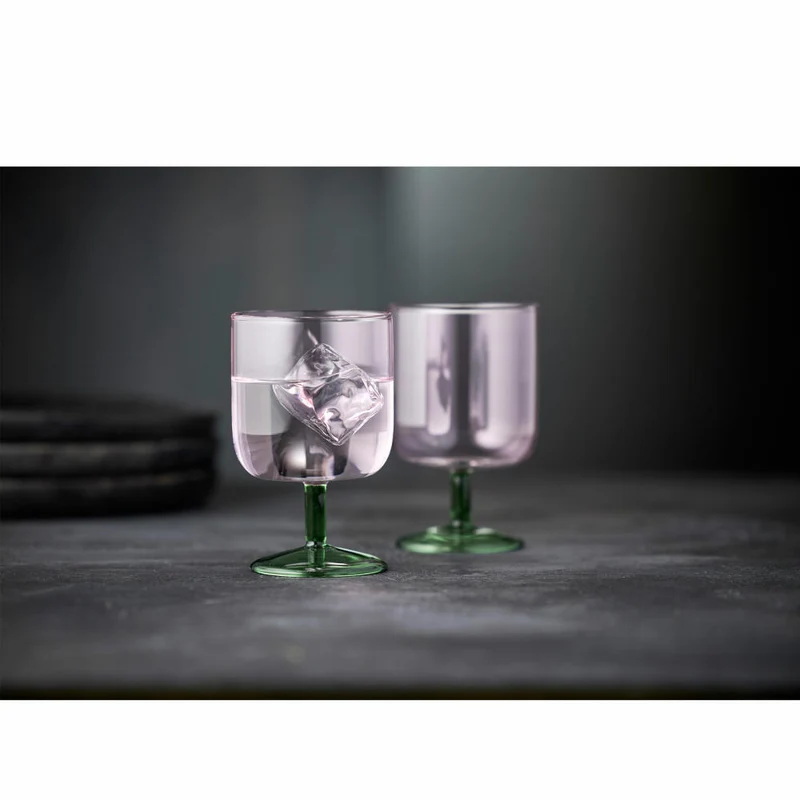 Lyngby Glas Weinglas Torino 2er Set, zweifarbig, Glas, Pink, Grün, 300 ml, 30205