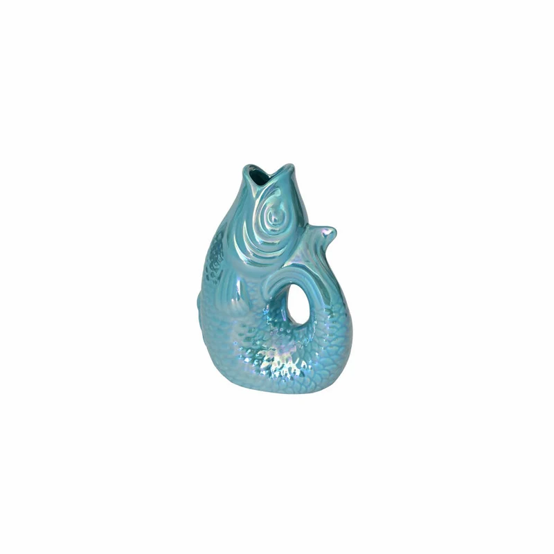 Gift Company Vase Monsieur Carafon XS, Dekovase in Fisch-Form, Steingut, Rainbow Ocean, 13 cm, 1087402093