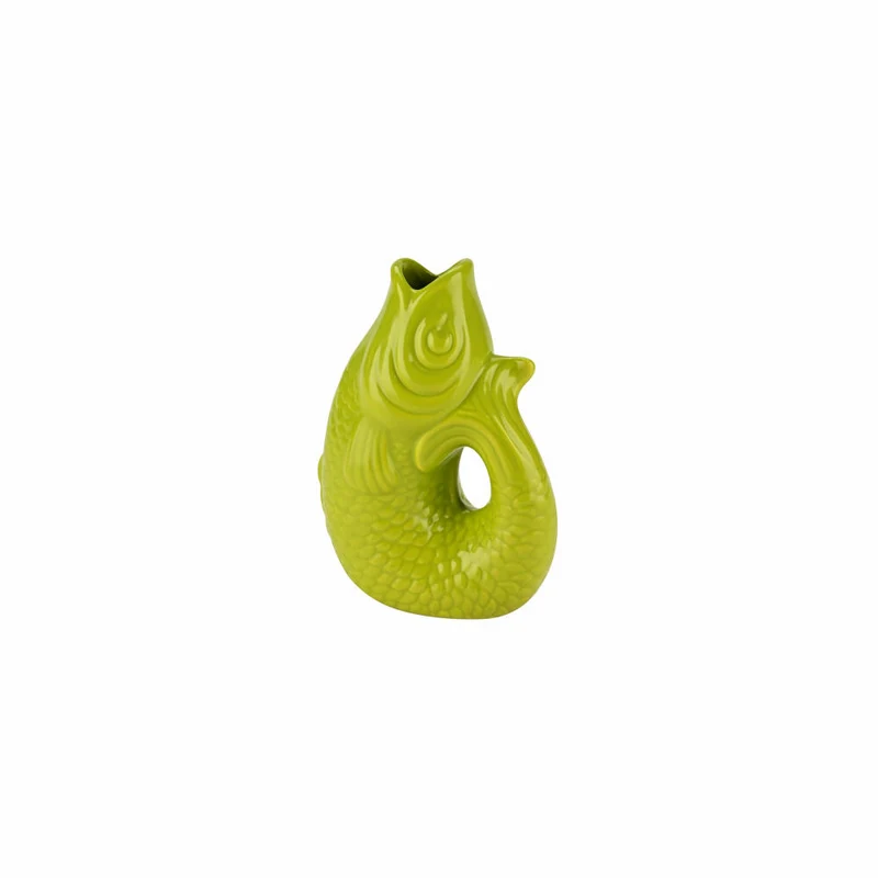 Gift Company Vase Monsieur Carafon XS, Dekovase in Fisch-Form, Steingut, Lime, 13 cm, 1087402095
