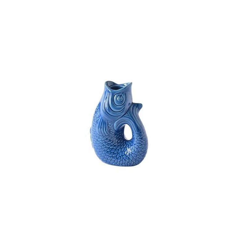 Gift Company Kerzenhalter Monsieur Carafon XS, Kerzenständer in Fisch-Form, Steingut, Azure, H 12.7 cm, 1055302070