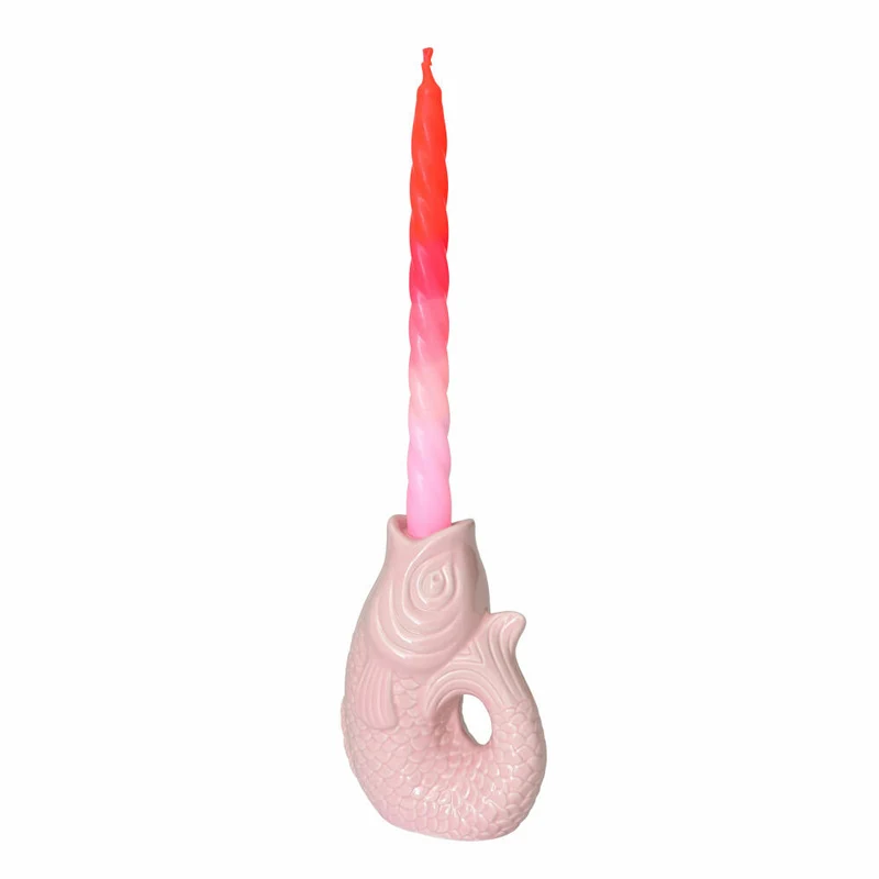 Gift Company Kerzenhalter Monsieur Carafon S, Kerzenständer in Fisch-Form, Steingut, Sea Pink, H 16.2 cm, 1055303012