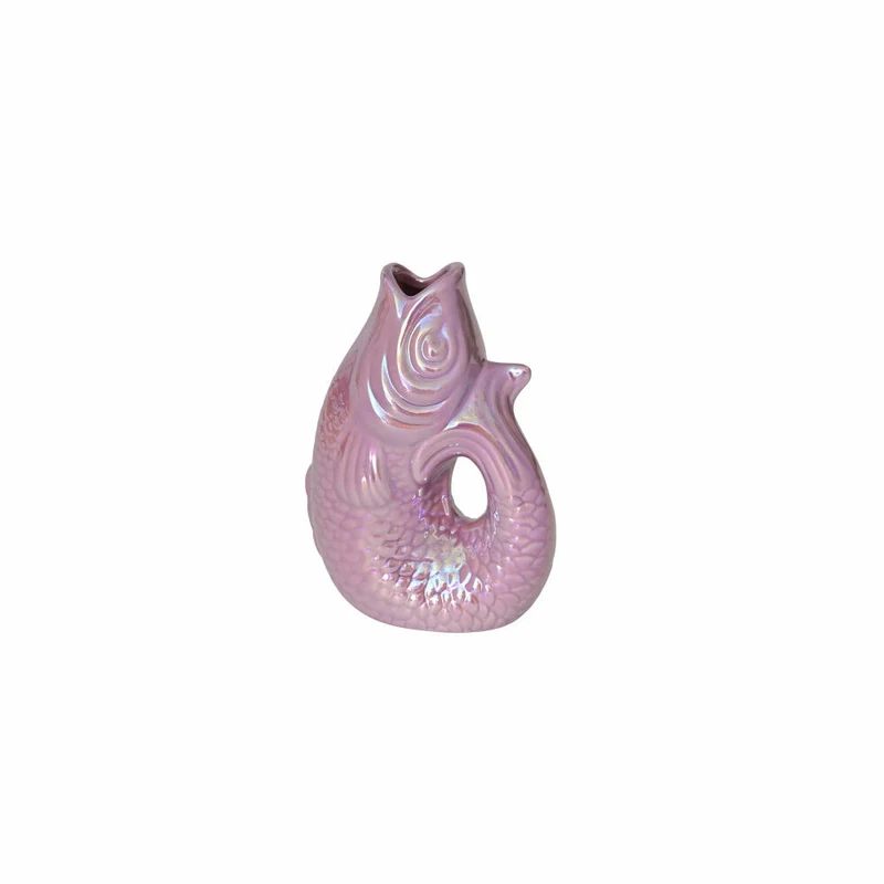 Gift Company Vase Monsieur Carafon XS, Dekovase in Fisch-Form, Steingut, Rainbow Violett, 13 cm, 1087402091