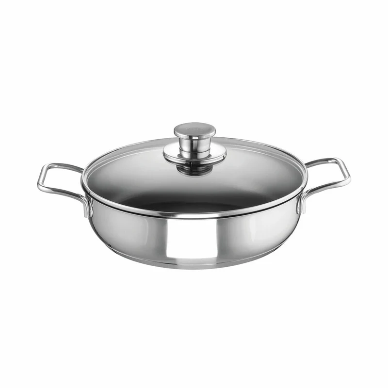 Schulte-Ufer Schmorpfanne Edena mit Deckel, Green Life, Edelstahl 18/10, Silbern / Schwarz, 32 cm, 6877-983-32