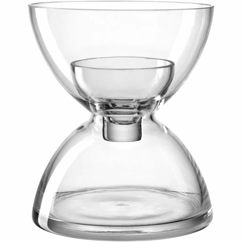 Leonardo Vase Diabolo, mit Einsatz, Blumenvase, Windlicht, Kerzenhalter, Glas, H 19 cm, 025644
