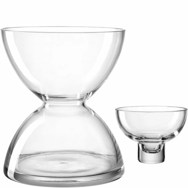 Leonardo Vase Diabolo, mit Einsatz, Blumenvase, Windlicht, Kerzenhalter, Glas, H 19 cm, 025644