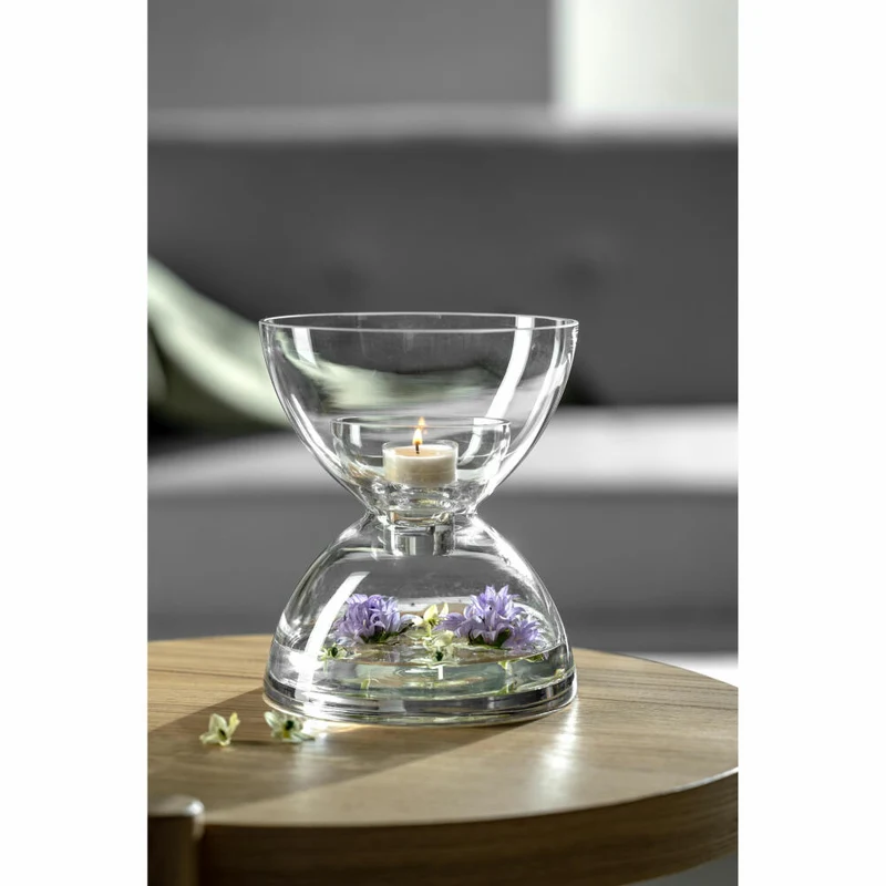Leonardo Vase Diabolo, mit Einsatz, Blumenvase, Windlicht, Kerzenhalter, Glas, H 19 cm, 025644
