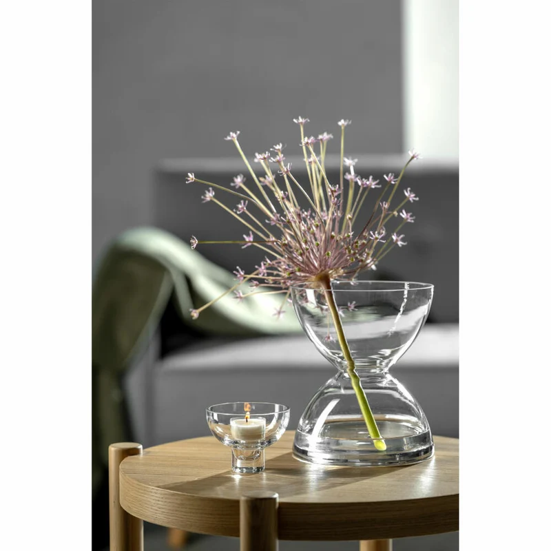 Leonardo Vase Diabolo, mit Einsatz, Blumenvase, Windlicht, Kerzenhalter, Glas, H 19 cm, 025644