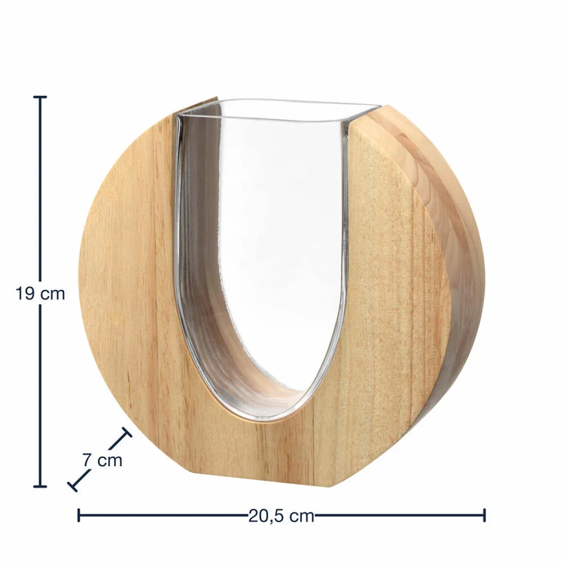 Leonardo Vase Legno, Dekovase, Blumenvase, Tischvase, Glas / Holz, H 19 cm, 025645