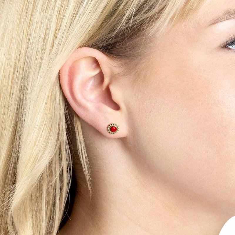 Leonardo Jewels Ohrstecker Florena, Ohrring, Ohrschmuck, Schmuck, Edelstahl IP Gold, Rot, 023547