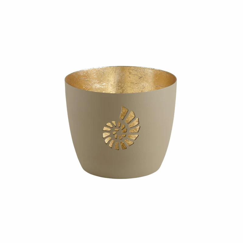 Gift Company Windlicht Madras Muschel M, Teelichthalter, Kerzenhalter, Eisen, sandstone / Gold, H 8.5 cm, 1099704029