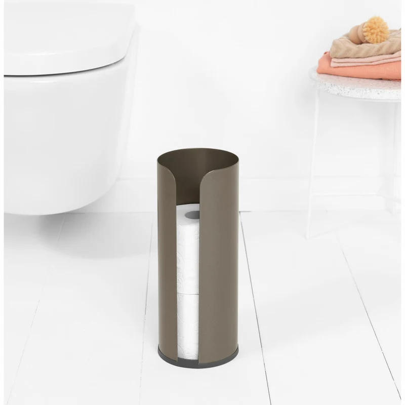 Brabantia Toilettenpapierständer ReNew, Ersatzrollenhalter, Klopapierhalter, WC-Ständer, Stahl, Platinum, 280542