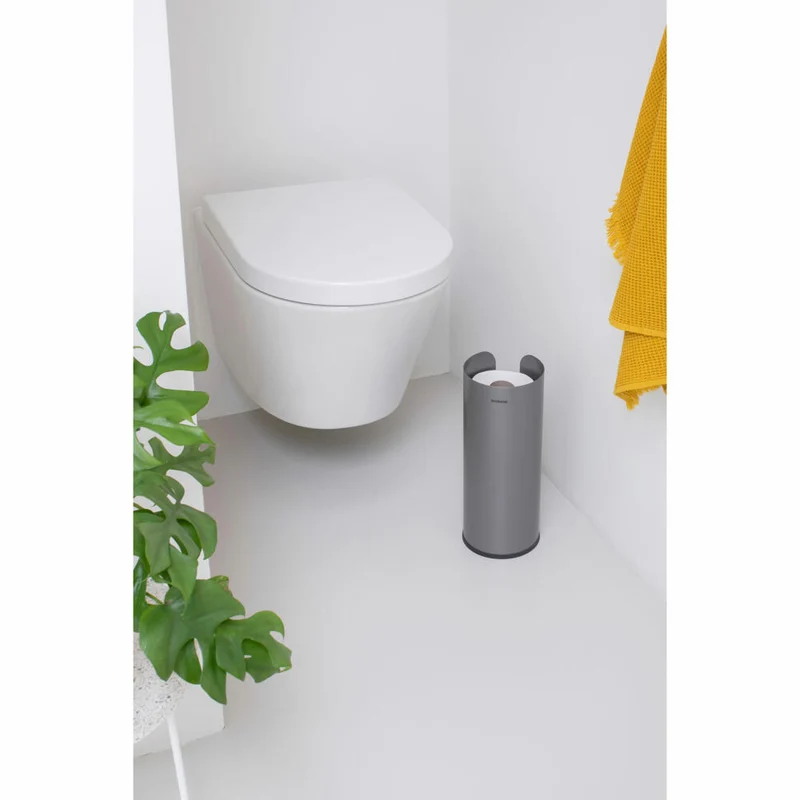 Brabantia Toilettenpapierständer ReNew, Ersatzrollenhalter, Klopapierhalter, WC-Ständer, Stahl, Platinum, 280542