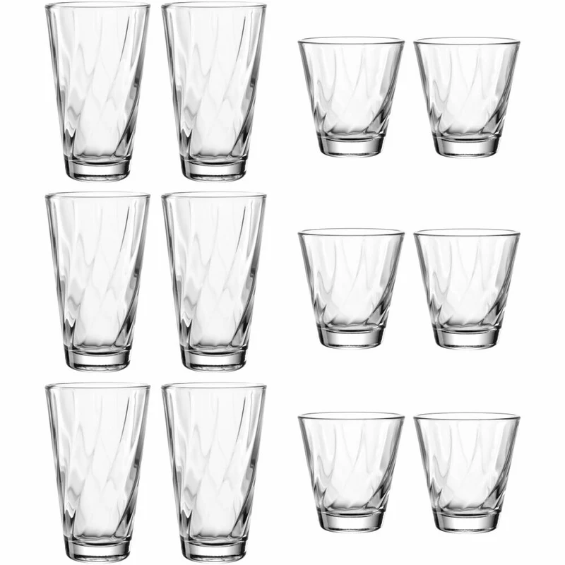 Leonardo Trinkglasset Twist, 12-tlg, Trinkglas, Wasserglas, Longdrinkglas, Kalk-Natron-Glas, 023592