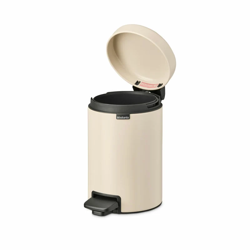Brabantia Treteimer NewIcon, Kosmetikeimer, Mülleimer, Abfallbehälter, Stahl, Soft Beige, 3 L, 149887