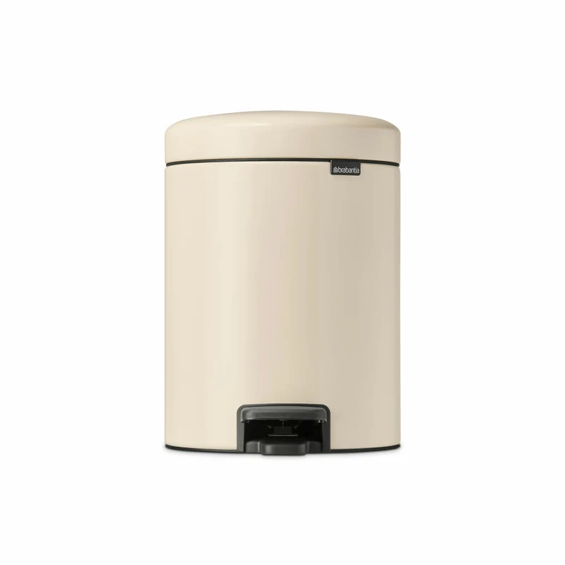 Brabantia Treteimer NewIcon, Kosmetikeimer, Mülleimer, Abfallbehälter, Stahl, Soft Beige, 5 L, 149900