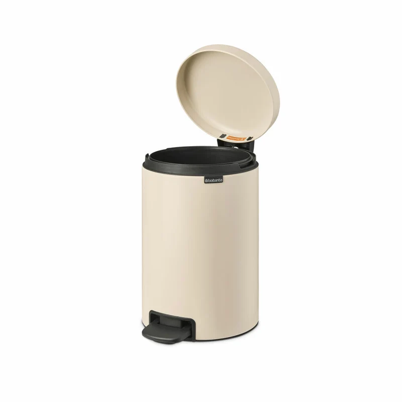 Brabantia Treteimer NewIcon, Abfalleimer, Mülleimer, Abfallbehälter, Stahl, Soft Beige, 12 L, 149924