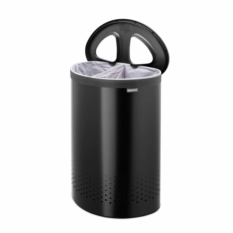 Brabantia Wäschebox Selector, Wäschekorb, Wäschesammler, Stahl / Kunststoff, Matt Black, 55 L, 242366