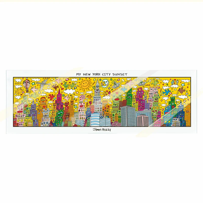 Goebel Magnettafel James Rizzi - My New York City Sunset, Pop Art, Glas, Metall, Bunt, 75 x 25 cm, 26103401