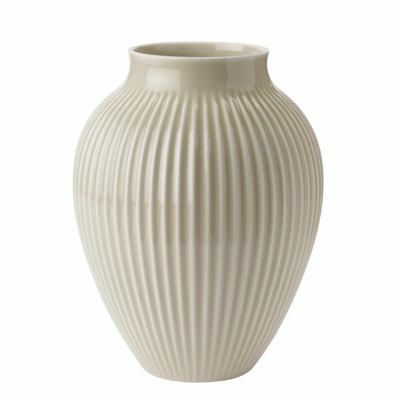 Knabstrup Vase Ripple, Dekovase, Blumenvase, Keramik, Sand, 27 cm, K1234-1