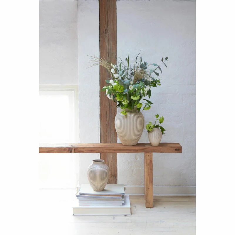 Knabstrup Vase Ripple, Dekovase, Blumenvase, Keramik, Sand, 27 cm, K1234-1