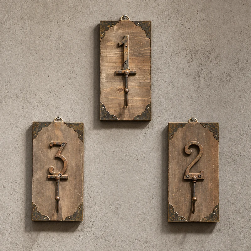 Creative Wood Wall Hanger with Iron Wall Hanger
