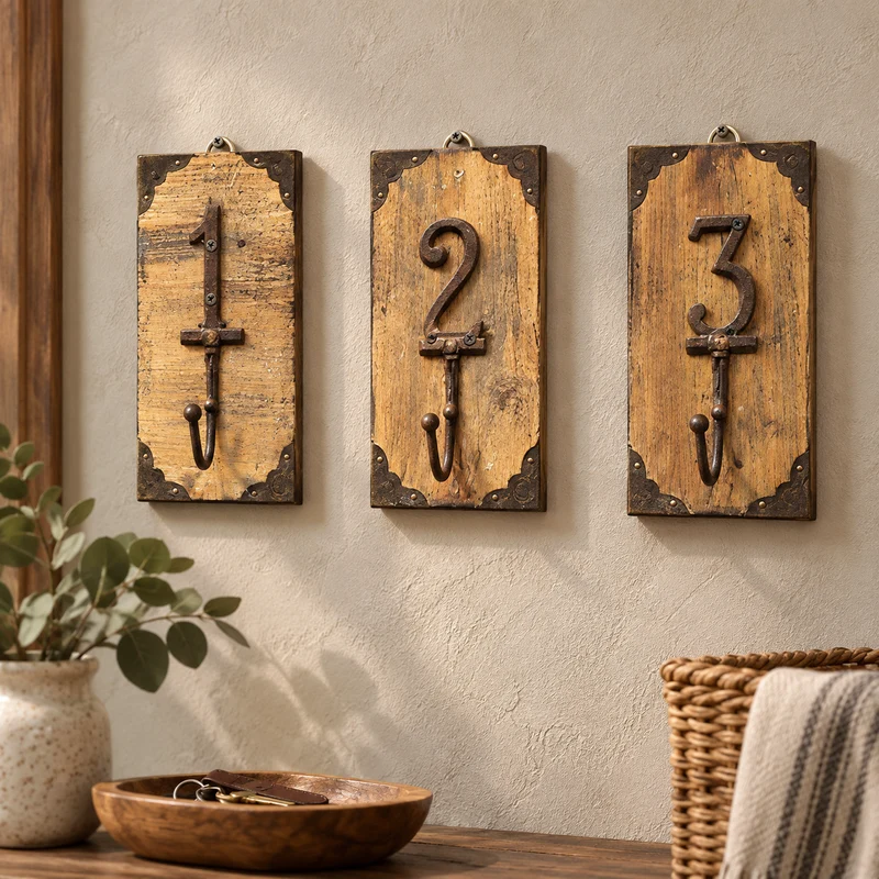 Creative Wood Wall Hanger with Iron Wall Hanger