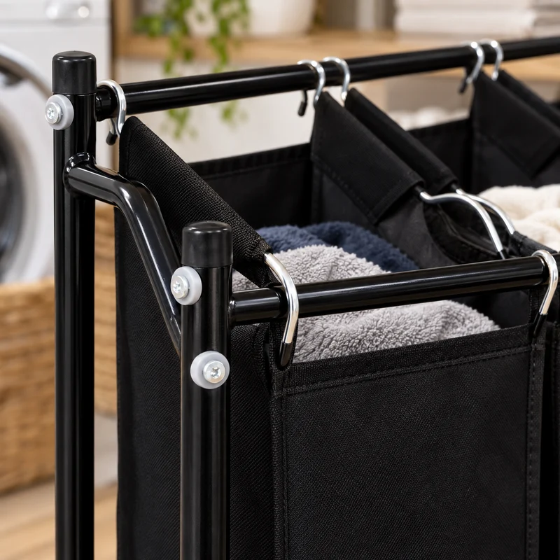 4 Bag Rolling Laundry Bag Sorter Cart Hamper Organizer