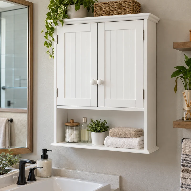 Wall Mount Medicine Bathroom Cabinet Modern Storage Organizer