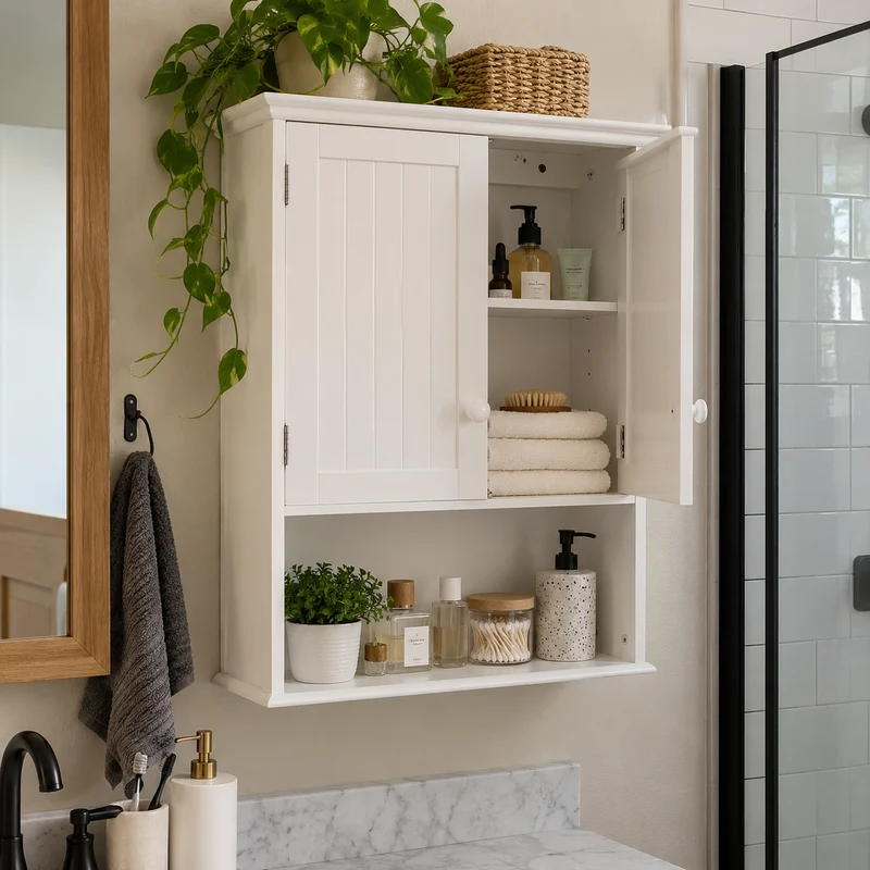 Wall Mount Medicine Bathroom Cabinet Modern Storage Organizer
