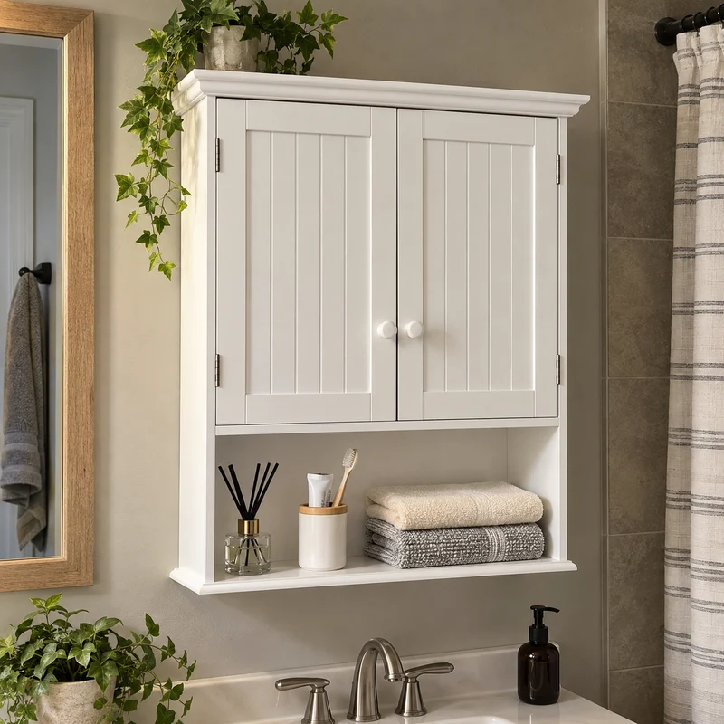 Wall Mount Medicine Bathroom Cabinet Modern Storage Organizer