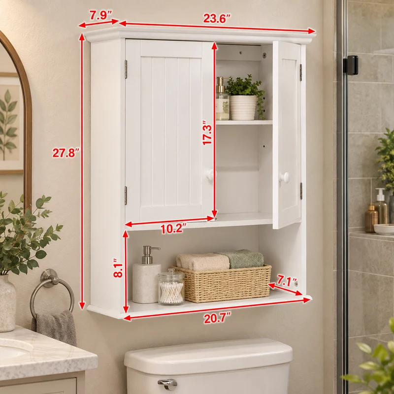 Wall Mount Medicine Bathroom Cabinet Modern Storage Organizer