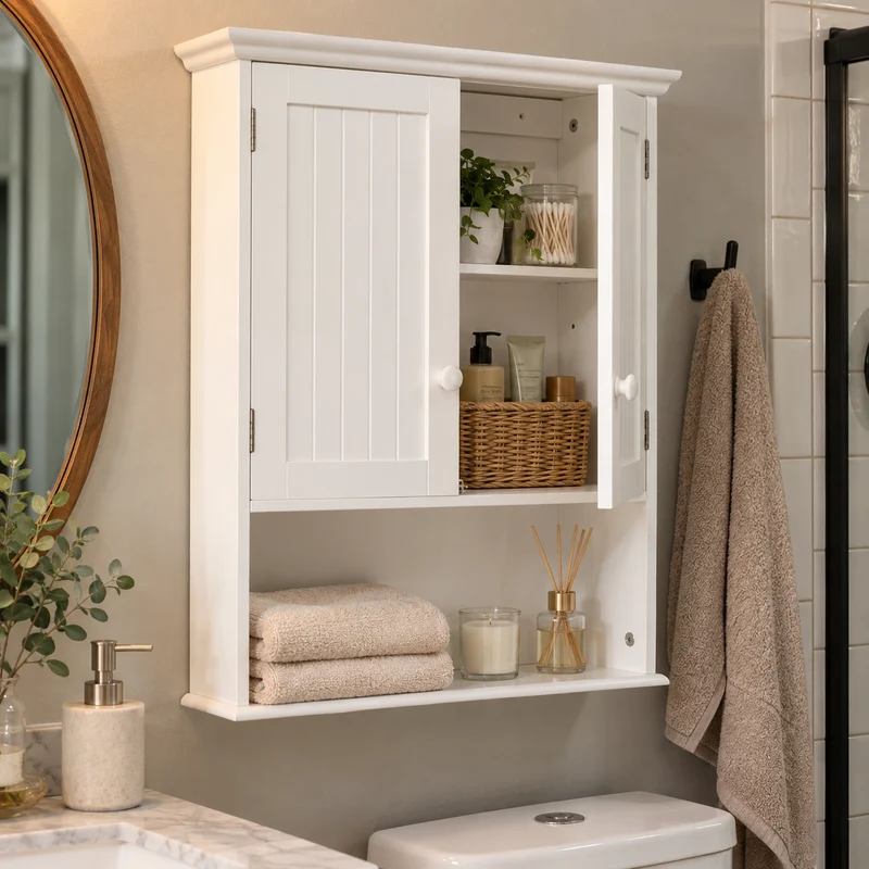 Wall Mount Medicine Bathroom Cabinet Modern Storage Organizer