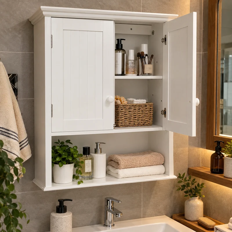 Wall Mount Medicine Bathroom Cabinet Modern Storage Organizer