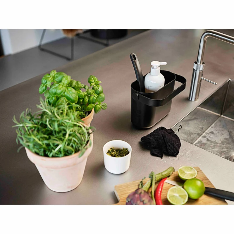 Zone Denmark Geschirrspülset Circular, 3-tlg., Spülbürste, Spültuch, Utensilien Halter, Schwammhalter, Black, 26728