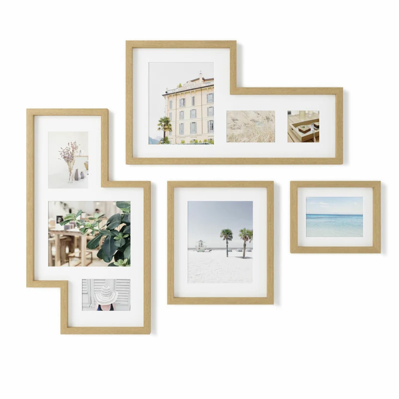 Umbra Bilderrahmen-Set Mingle Galerie 4-tlg., Fotorahmen, Kunststoff, MDF, Natur, 70 x 39 cm, 1015592-1104