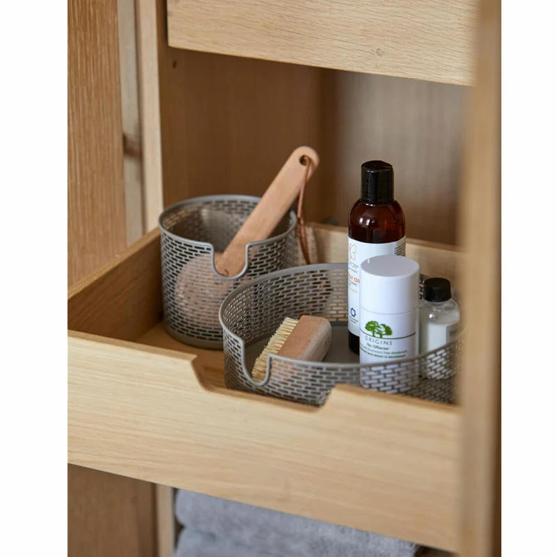 Zone Denmark Korb, Metallkorb, Aufbewahrungskorb, Make Up Organizer, Metall / Eisen, Taupe, Ø 20 cm, 10578