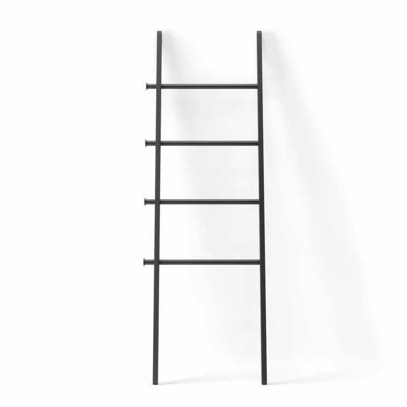 Umbra Kleiderleiter Leana, Handtuchleiter, Kleiderständer, Pappelholz, Schwarz, 152 cm, 1017445-040