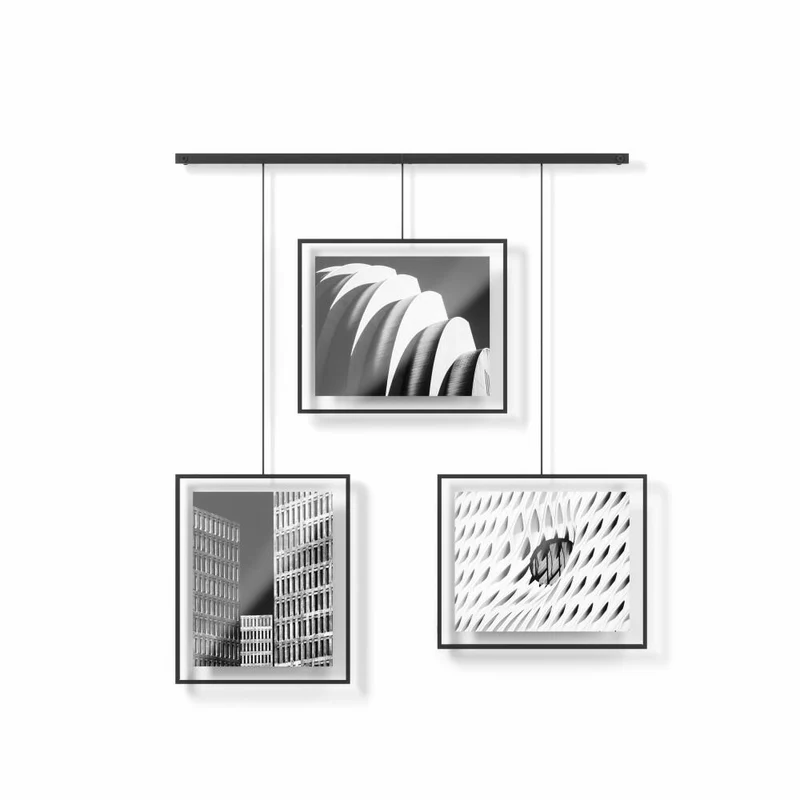 Umbra Foto Collage Bilderrahmen Exhibit 3-tlg., Fotorahmen, Stahl, Glas, Schwarz, für 20 x 25 cm Bilder, 1018090-040