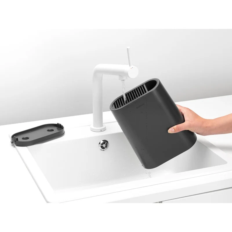 Brabantia Messerblock mit Utensilienhalter Profile, Messerhalter, Messerständer, Kunststoff, Dark Grey, 129889