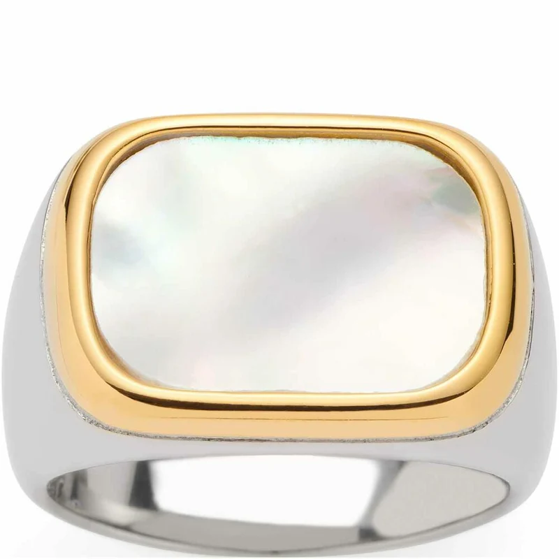 Leonardo Jewels Ring 18 Pirella, Fingerring, Schmuck, Edelstahl IP Gold, Weiß, 023206
