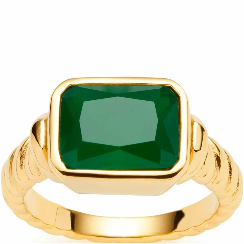 Leonardo Jewels Ring 19 Susa, Fingerring, Schmuck, Edelstahl IP Gold, Glas, Grün, 023212