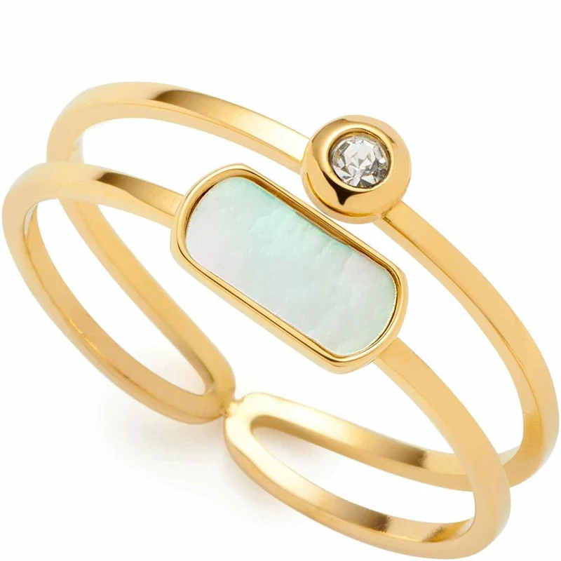 Leonardo Jewels Ring 16 Mela CIAO, Fingerring, Schmuck, Edelstahl IP Gold, MOP, Glas, 023326