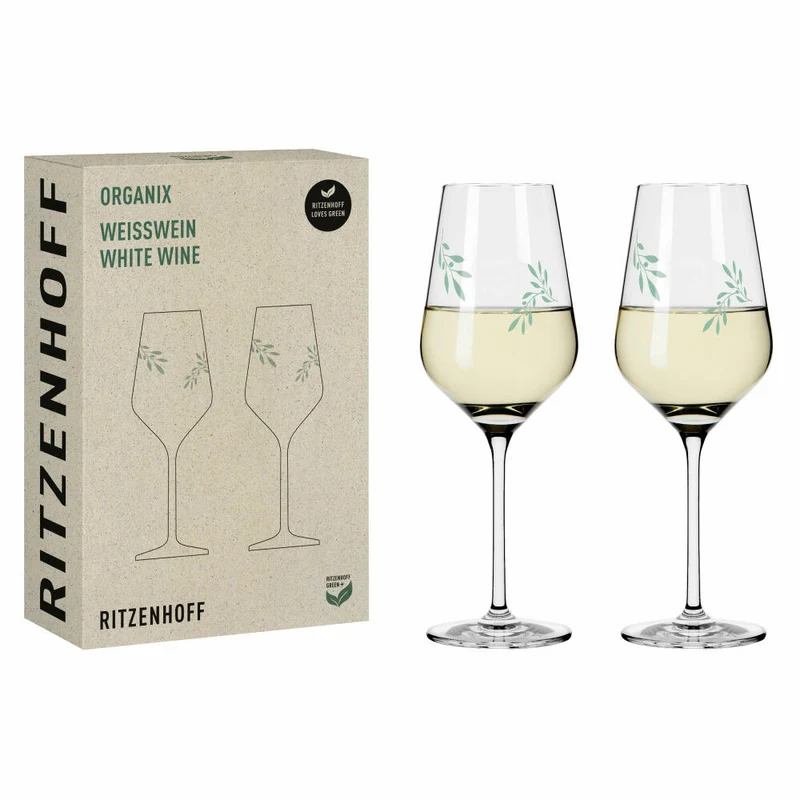Ritzenhoff Weißweinglas 2er-Set Organix 001, Romi Bohnenberg, Kristallglas, 380 ml, 3922001