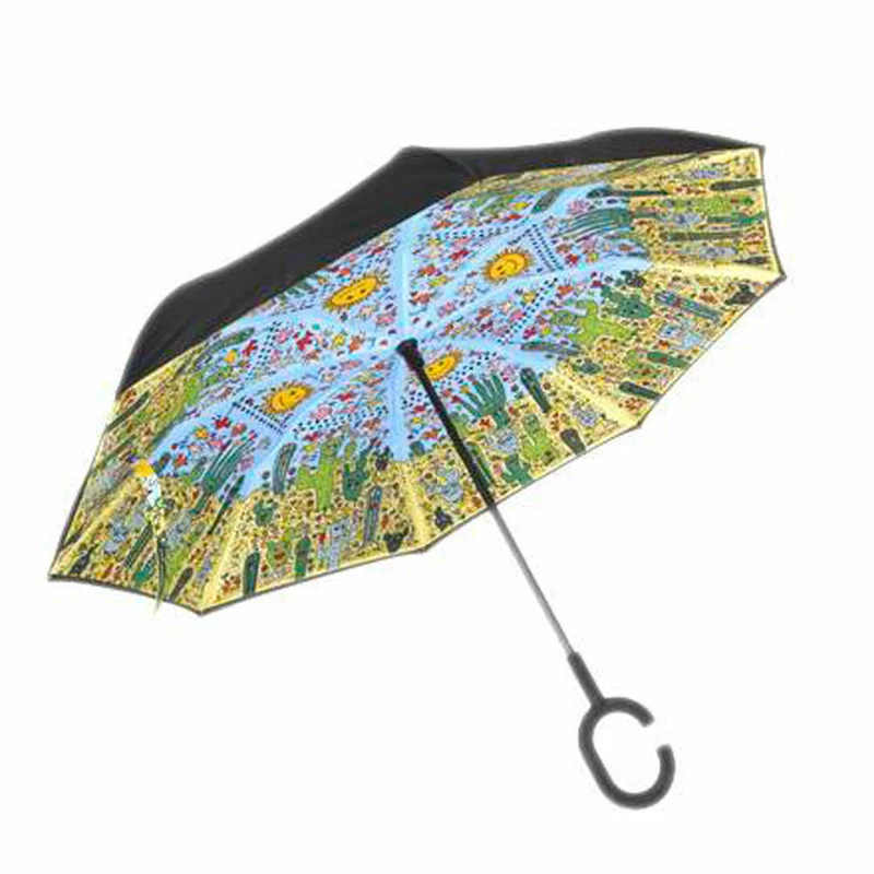 Goebel Upside-Down Schirm James Rizzi - Desert Life, Regenschirm, 26103341