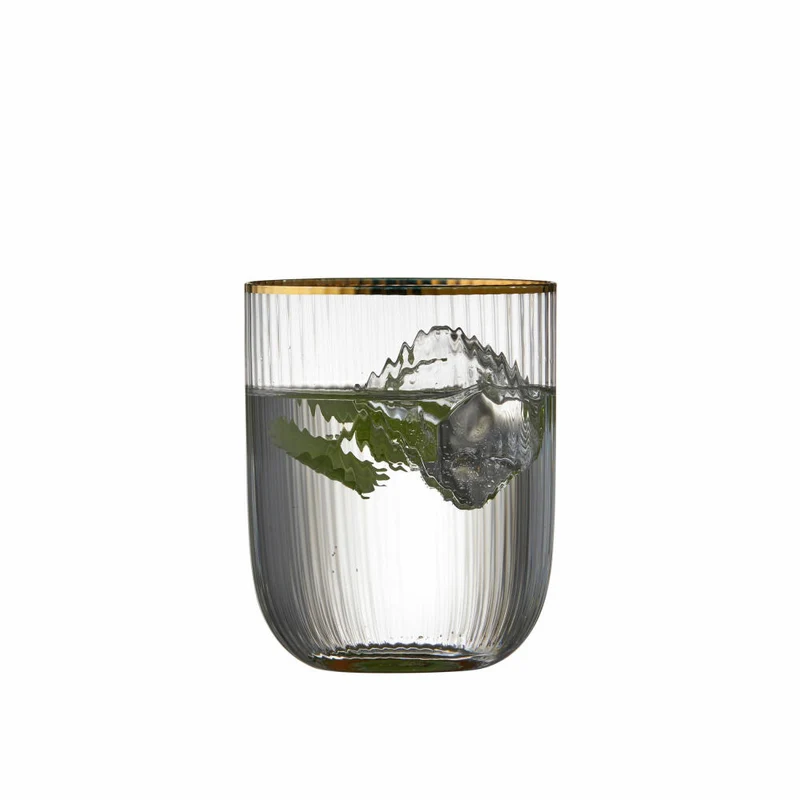 Lyngby Glas Tumbler Palermo Gold 4er Set, Glas mit Goldkante, Klar, 350 ml, 12050